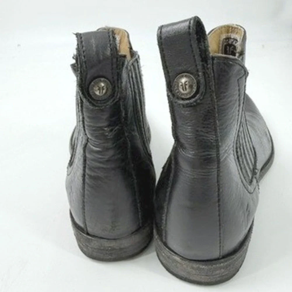 Frye Phillip Chelsea Boots Women 8 Black Leather Indie Western Goth Grunge Moto